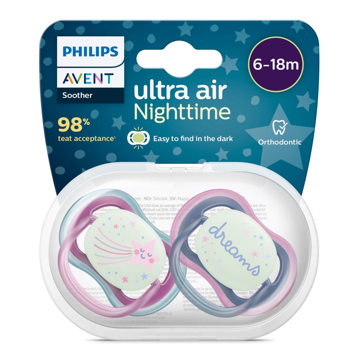 AVENT - Chupete Ua Night 6-18M Niña Avent