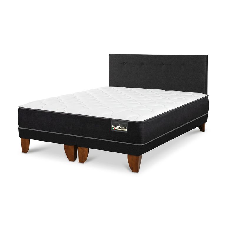 BELSOGNO Cama Europea Plus 2 Plazas + Respaldo