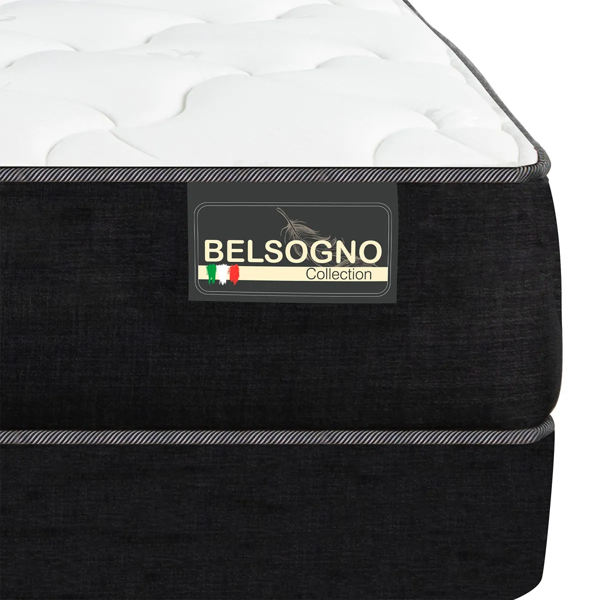 BELSOGNO - Cama Europea Plus 2 Plazas + Respaldo Belsogno