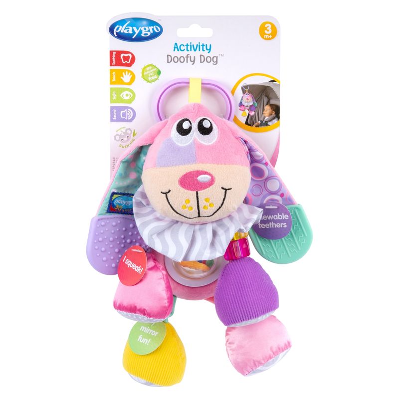 PLAYGRO - Colgante De Actividad Doofy Dog Rosado Playgro
