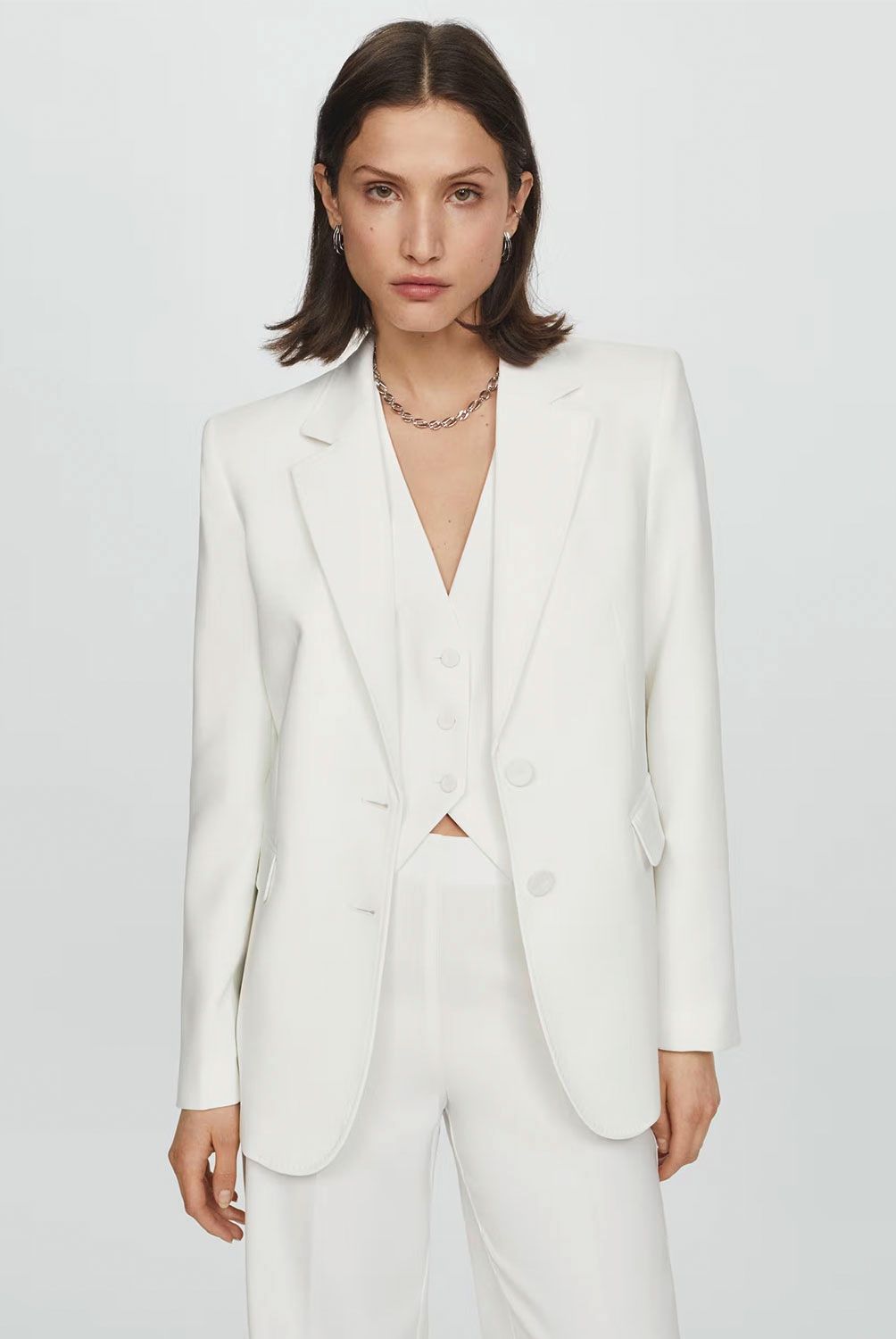 MANGO - Blazer Traje Recta Mujer Mango