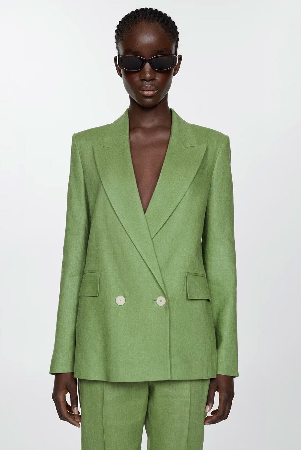 MANGO - Blazer Traje 100% Lino Mujer Mango