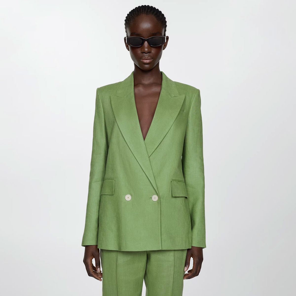 MANGO - Blazer Traje 100% Lino Mujer Mango