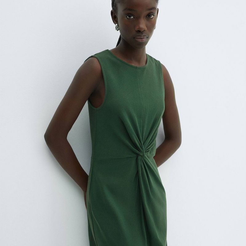 MANGO - Vestido Algodón Mujer Sin Mangas Largo Mango