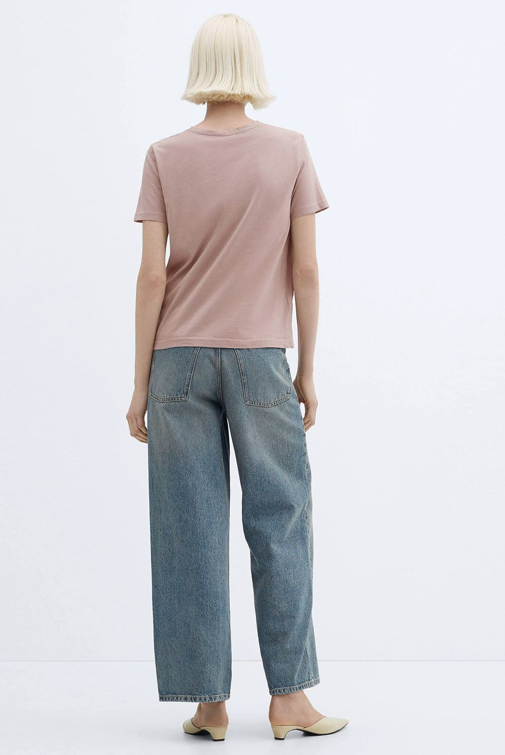 MANGO - Polera Lavada Cuello Redondo Mujer Mango