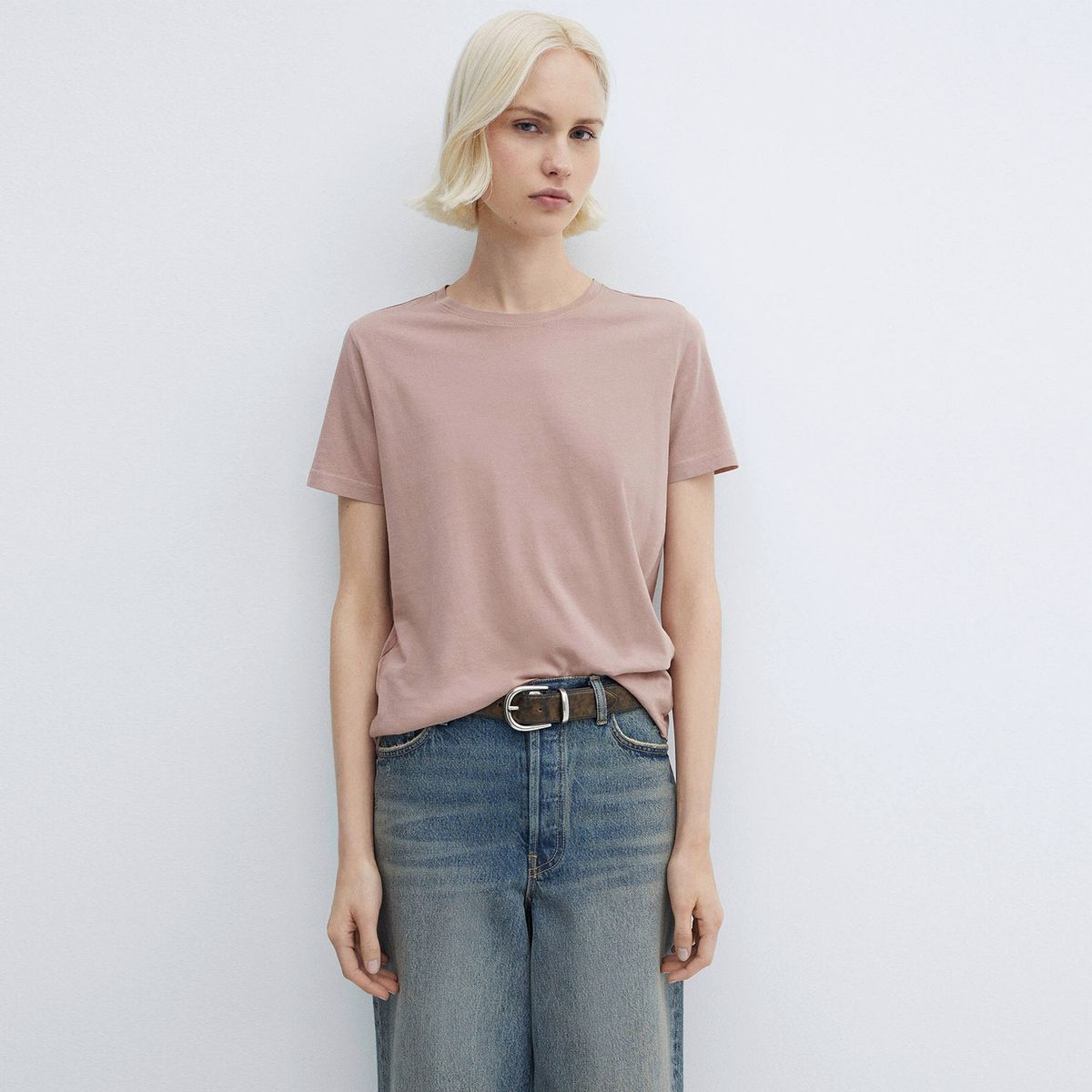 MANGO - Polera Lavada Cuello Redondo Mujer Mango