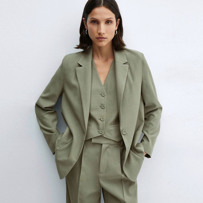 MANGO - Blazer Traje Bolsillos Mujer Mango