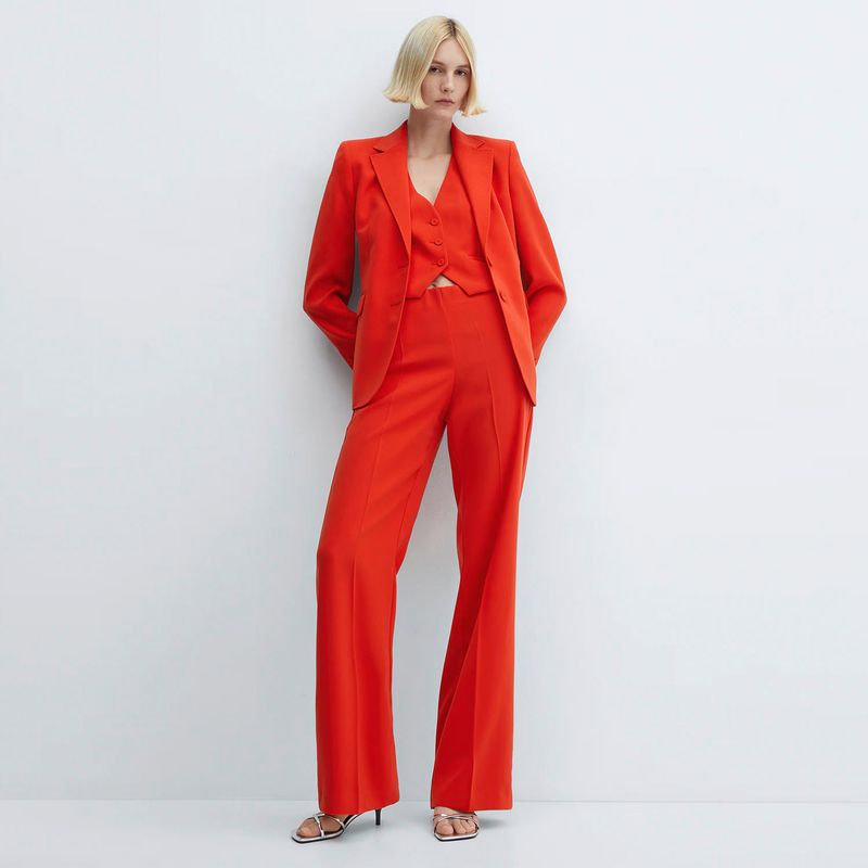 MANGO - Pantalón Traje Wideleg Mujer Mango