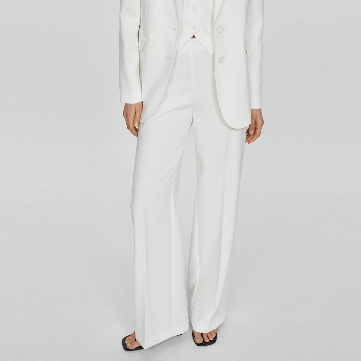 MANGO - Pantalón Traje Wideleg Mujer Mango