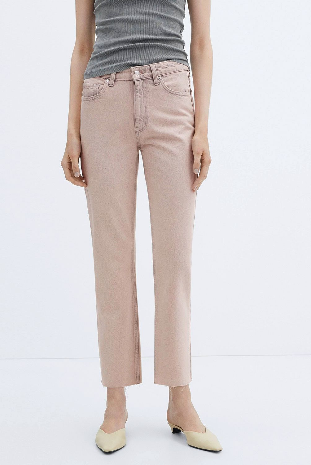MANGO - Jeans Recto Blanca Mujer Mango