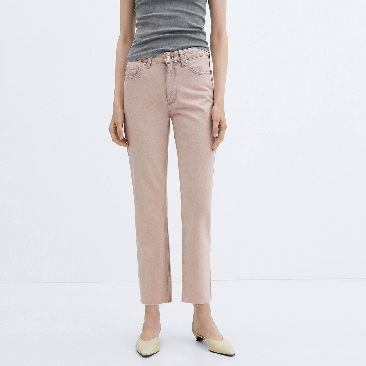 MANGO - Jeans Recto Blanca Mujer Mango