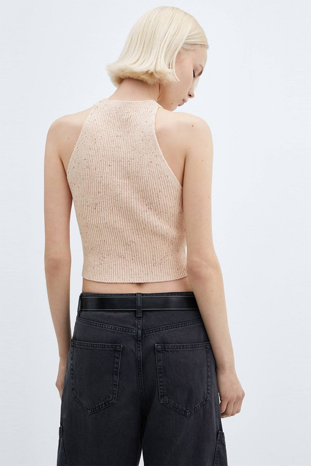 MANGO - Top Halter Punto Mujer Mango