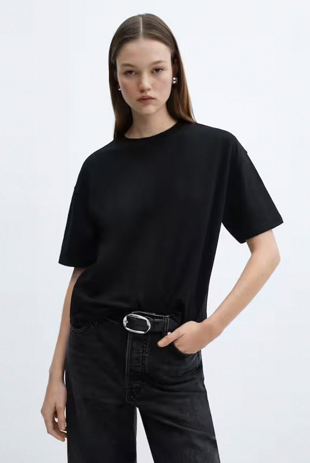 MANGO - Polera Oversize Algodón Mujer Mango