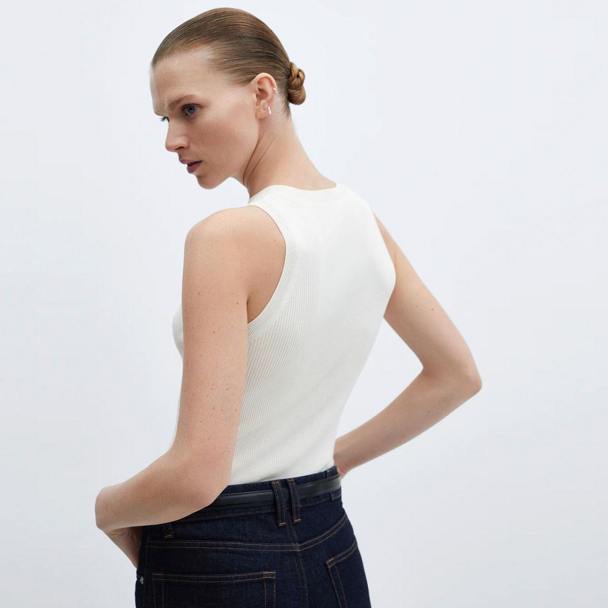 MANGO - Top Punto Canalé Mujer Mango