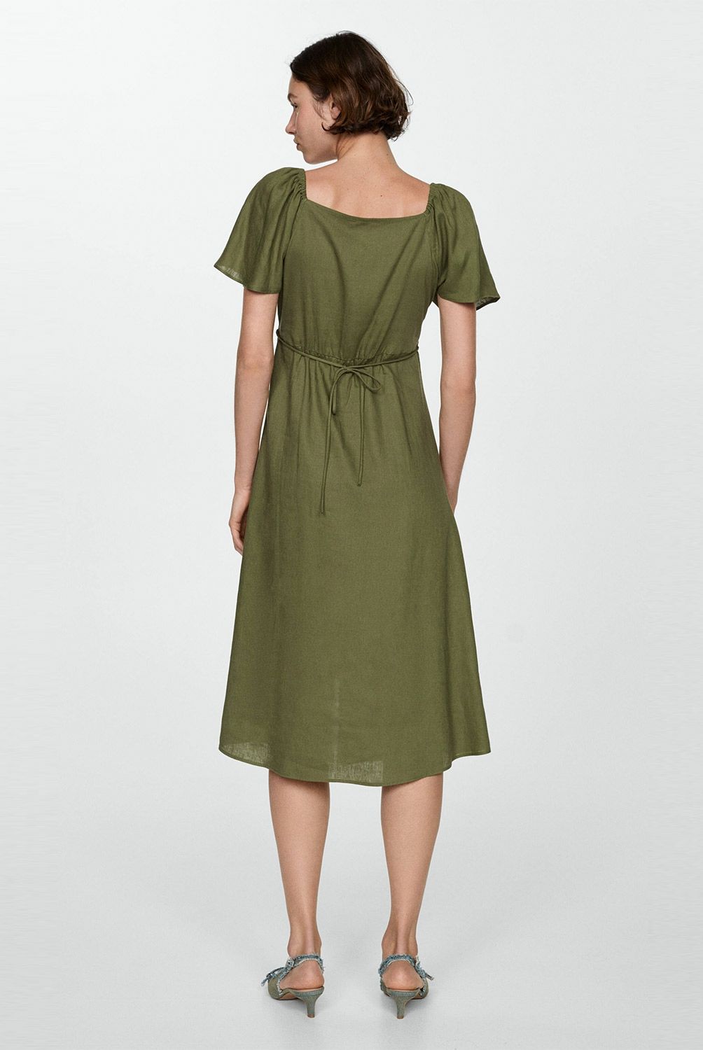 MANGO - Vestido Lino Botones Mujer Mango