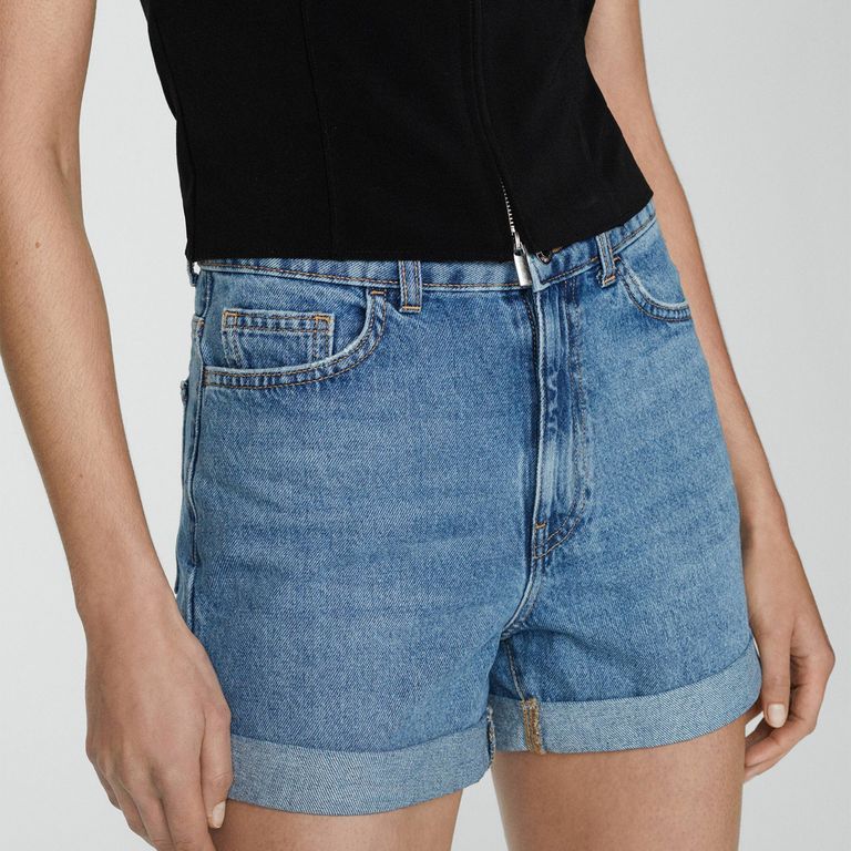 MANGO Shorts Vaqueros MomFit Mujer