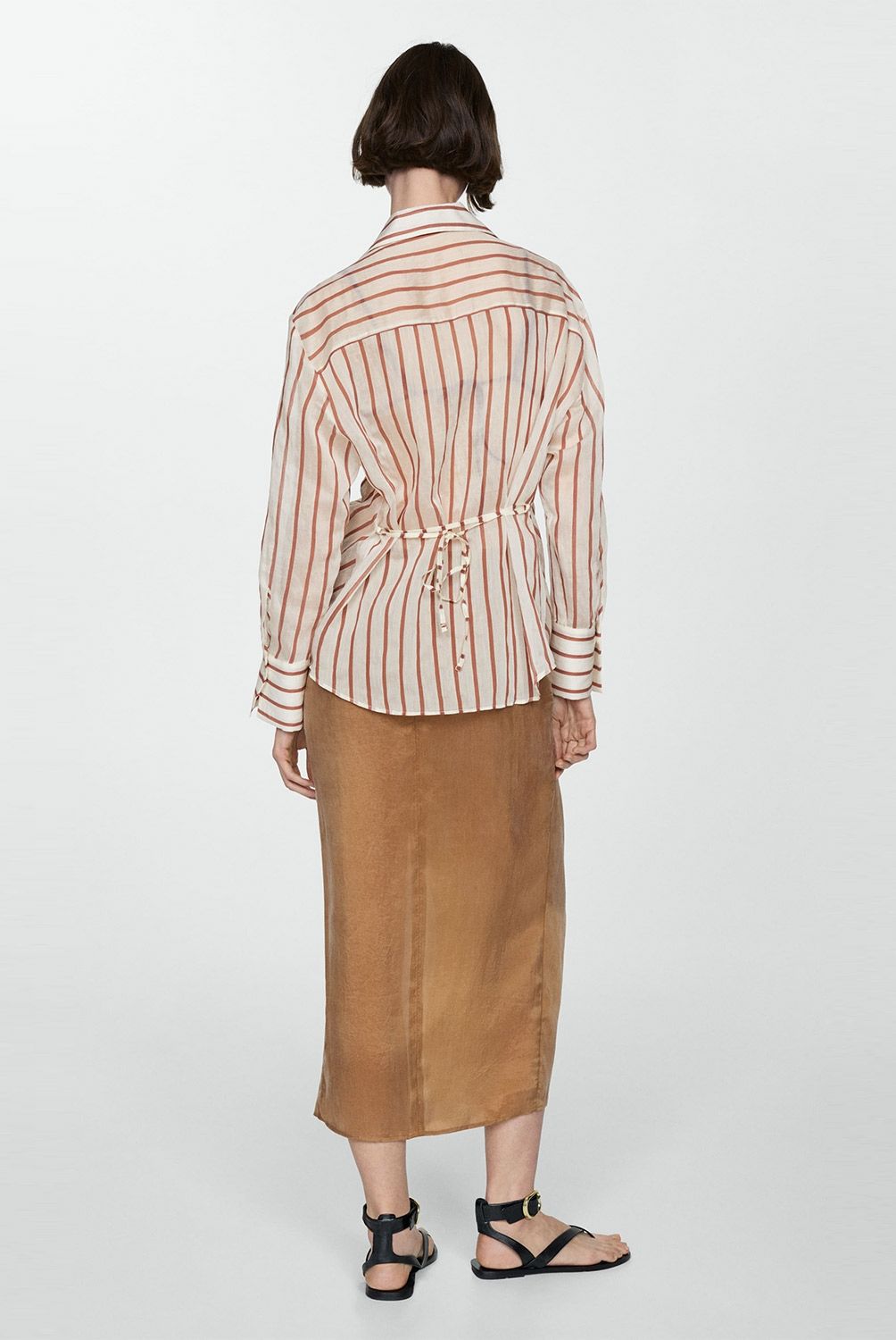 MANGO - Camisa Semitransparente Rayas Mujer Mango