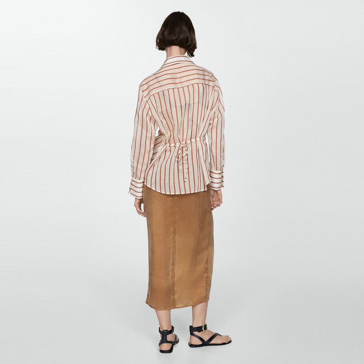 MANGO - Camisa Semitransparente Rayas Mujer Mango