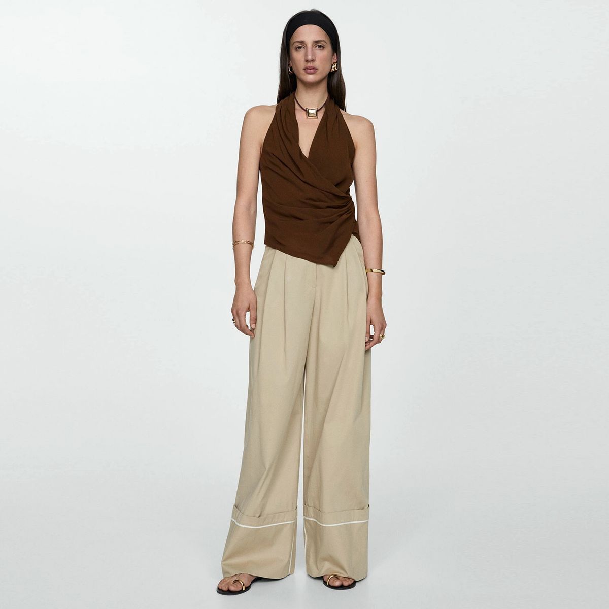MANGO - Top Cruzado Drapeado Mujer Mango