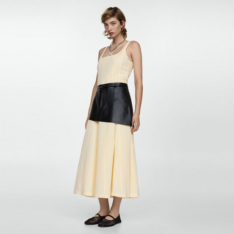 MANGO - Vestido Lino Espalda Abierta Mujer Mango