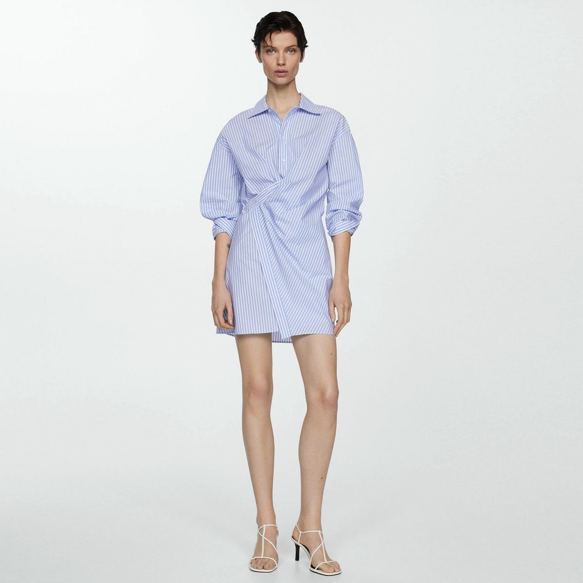 MANGO - Vestido Camisero Cruzado Rayas Mujer Mango