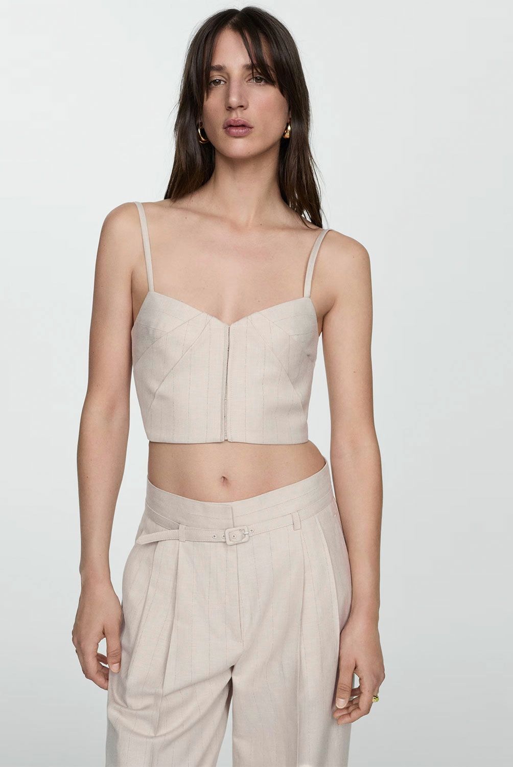 MANGO - Top Tirantes Detalle Pliegues Mujer Mango