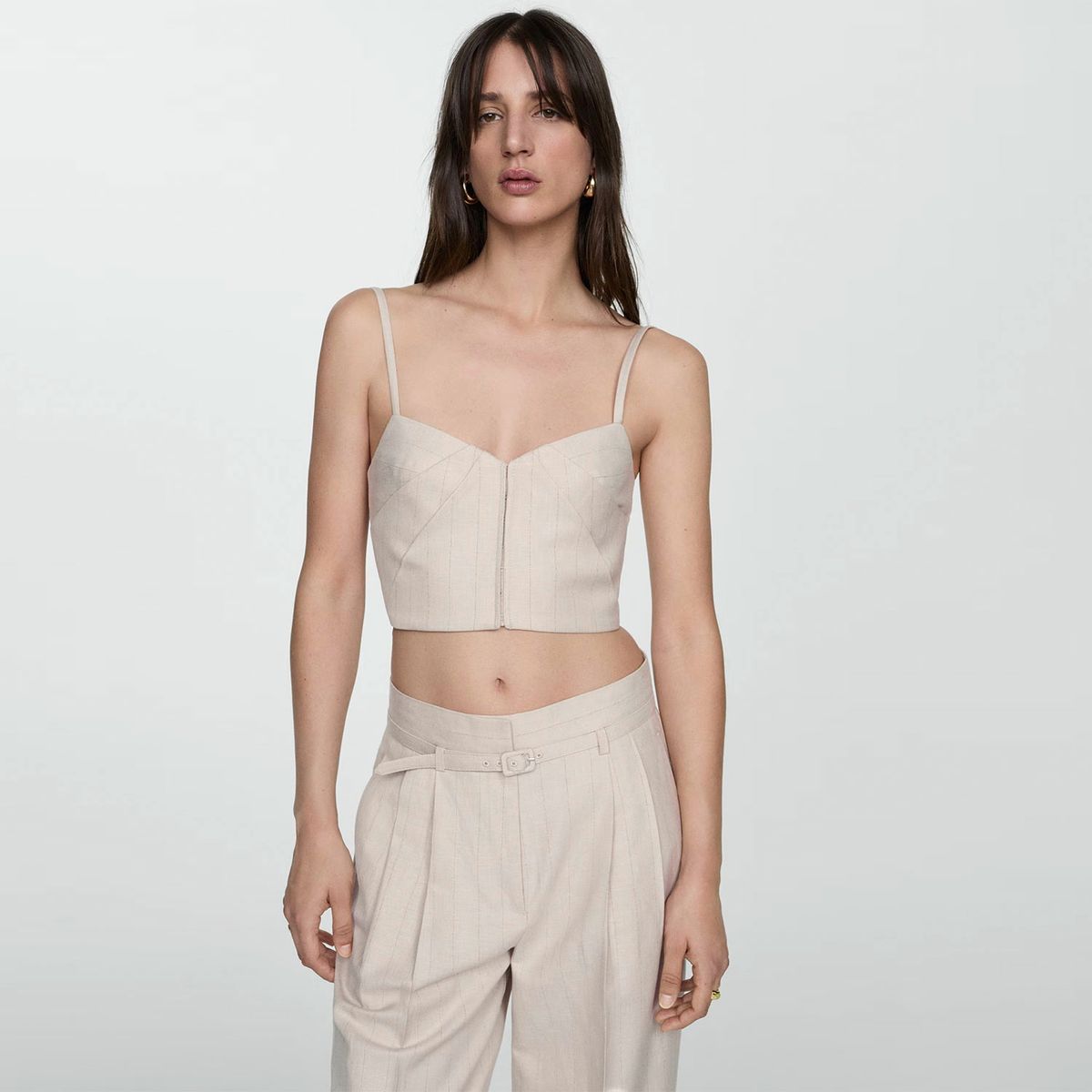 MANGO - Top Tirantes Detalle Pliegues Mujer Mango