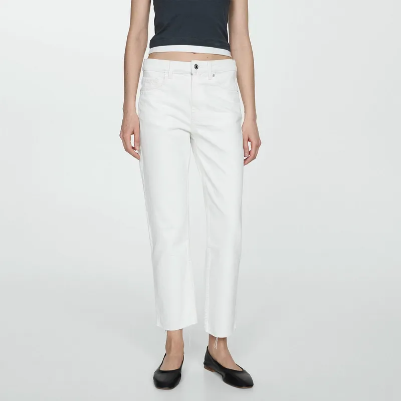 MANGO - Jeans Recto Blanca Mujer Mango