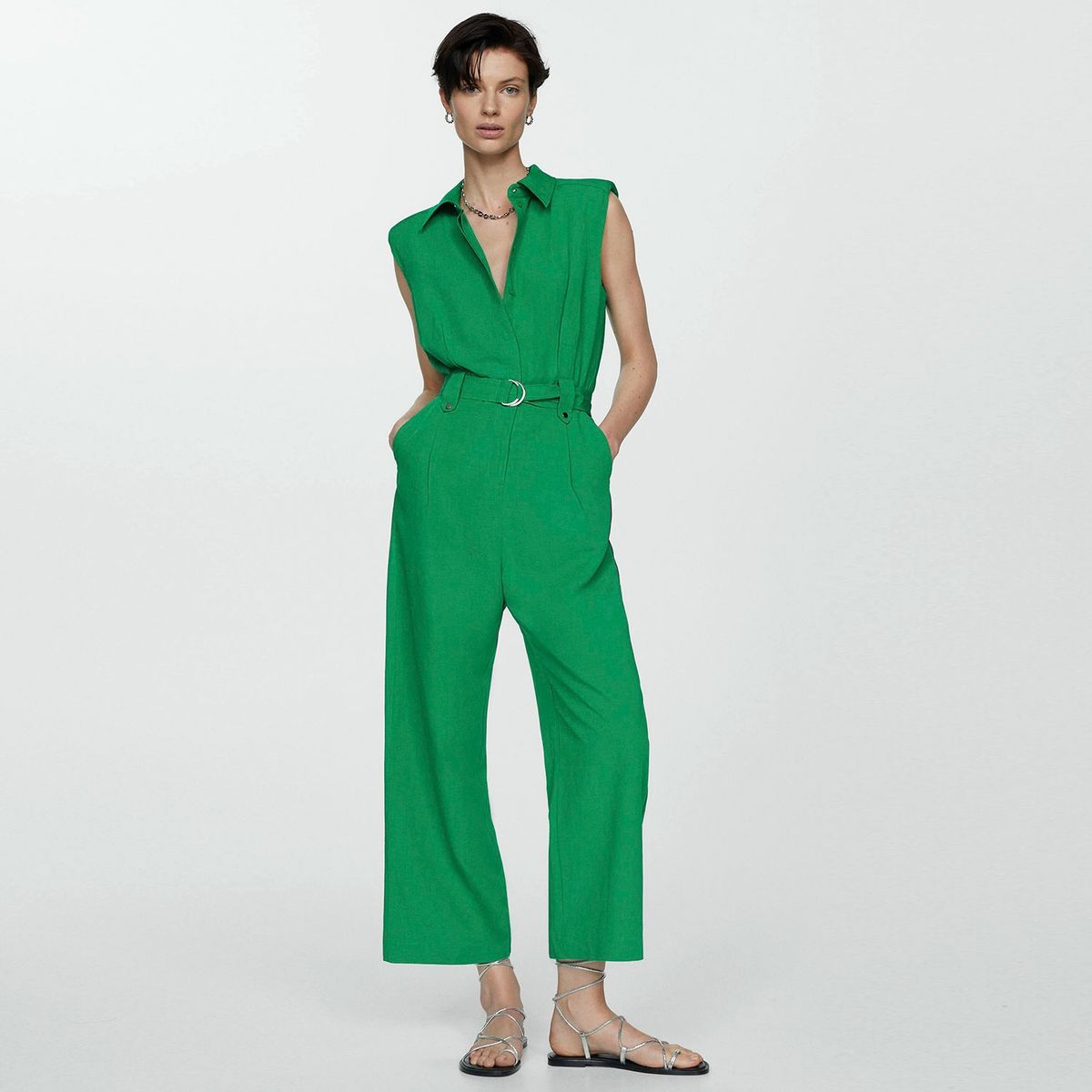 MANGO - Enterito Cinturón Pinzas Mujer Mango