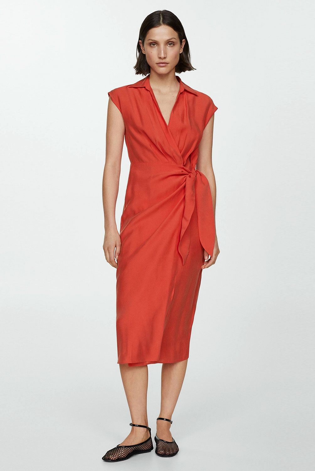 MANGO - Vestido Modal Lazo Mujer Mango