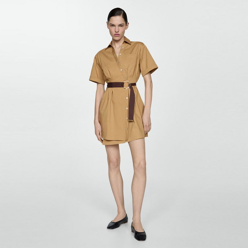 MANGO - Vestido Camisero Cinturón Mujer Mango