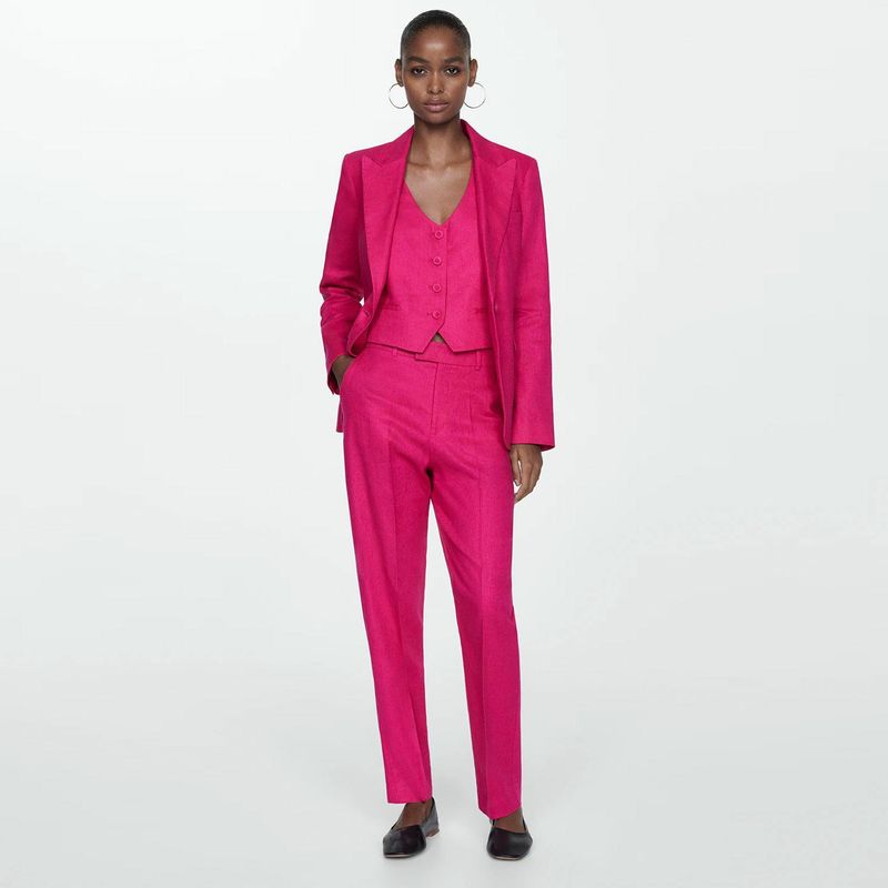 MANGO - Blazer Traje 100% Lino Mujer Mango