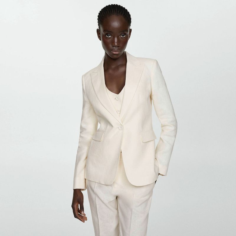 MANGO Blazer Traje 100% Lino Mujer Mango