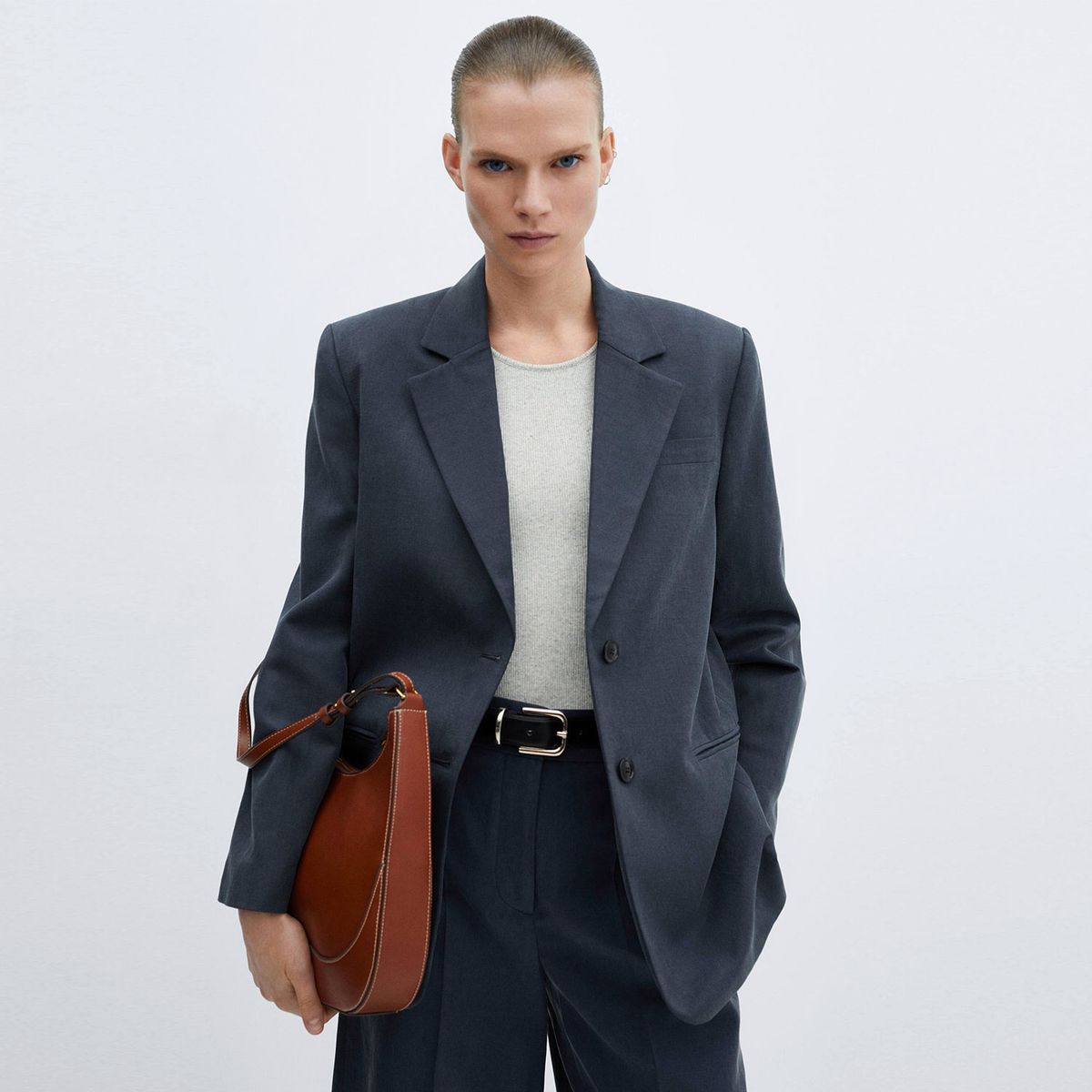 MANGO - Blazer Lyocell Estructurada Mujer Mango