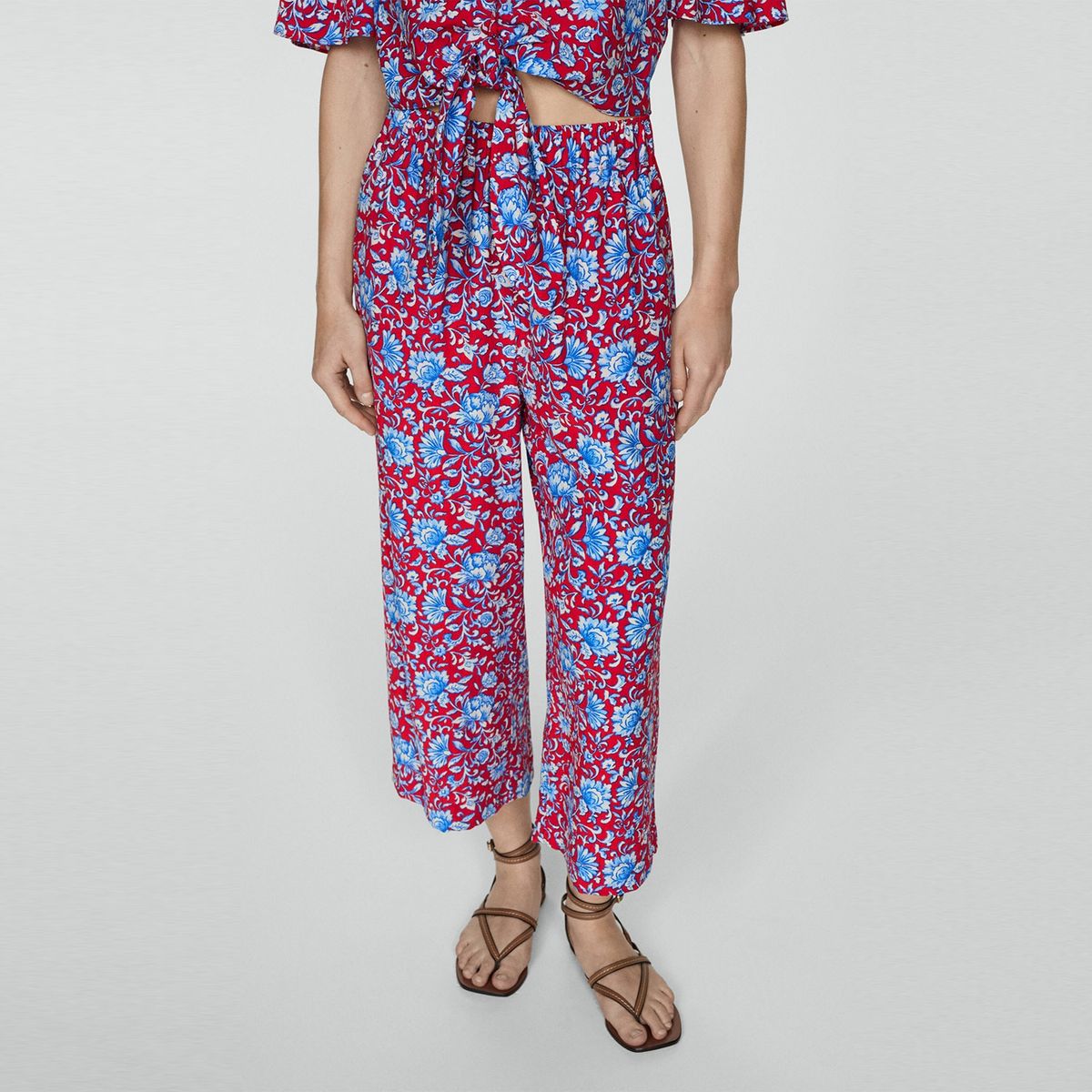 MANGO - Pantalón Culotte Floral Mujer Mango