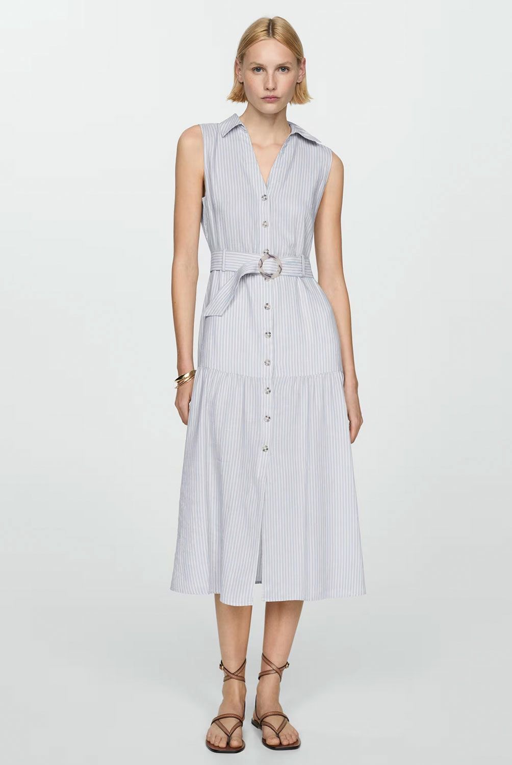 MANGO - Vestido Camisero Cinturón Mujer Mango