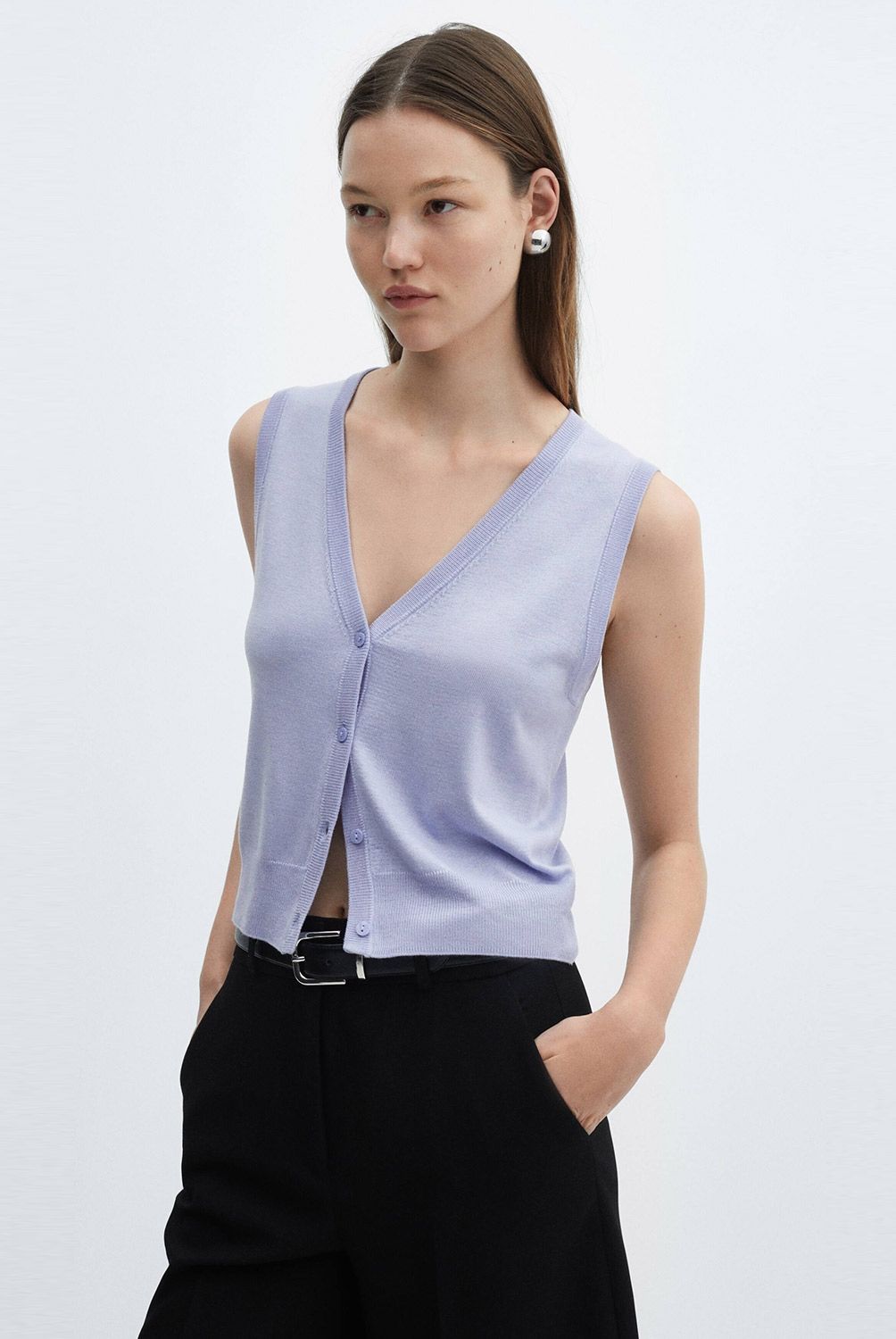 MANGO - Chaleco Punto Botones Mujer Mango