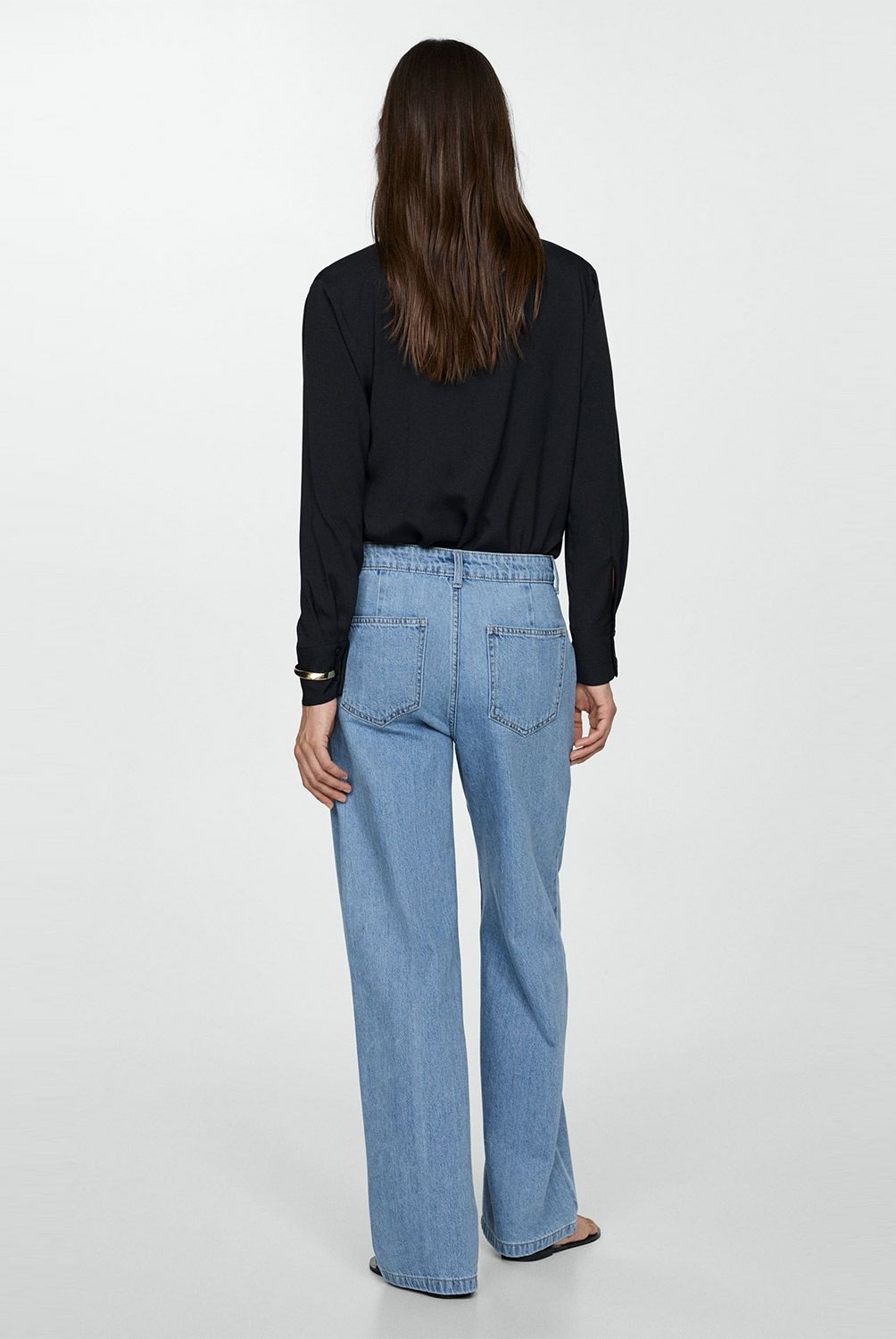 MANGO - Jeans Mujer Arletita Tiro Medio Wideleg Pinzas Mujer Mango