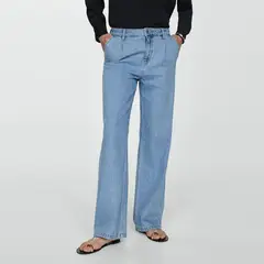 MANGO - Jeans Mujer Arletita Tiro Medio Wideleg Pinzas Mujer