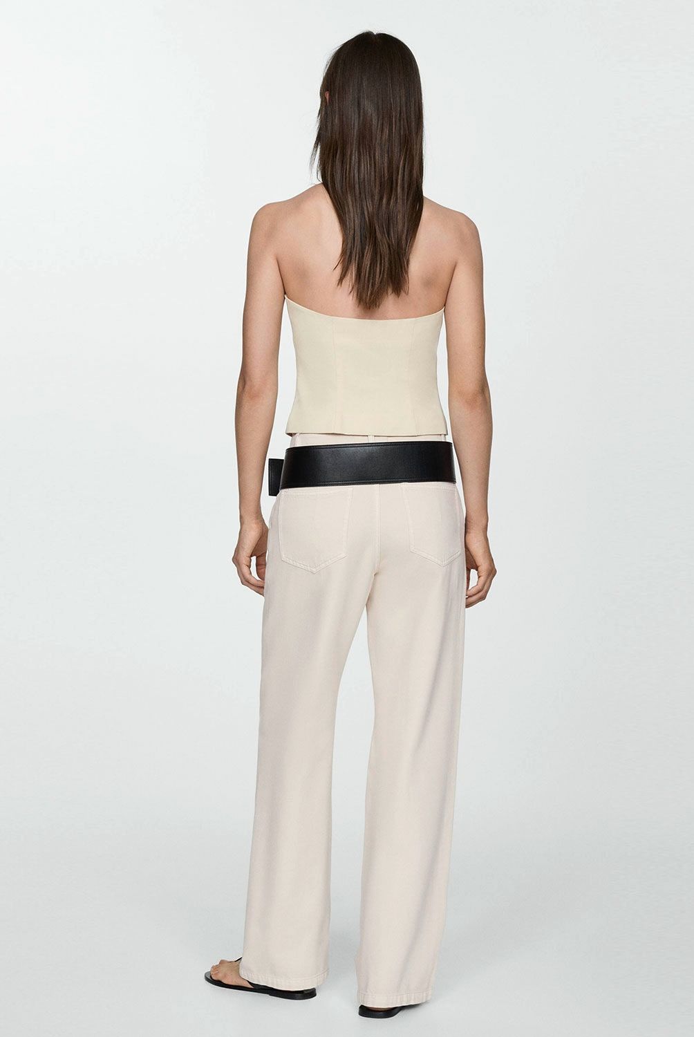 MANGO - Jeans Mujer Arletita Tiro Medio Wideleg Pinzas Mujer Mango