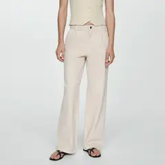 MANGO - Jeans Mujer Arletita Tiro Medio Wideleg Pinzas Mujer
