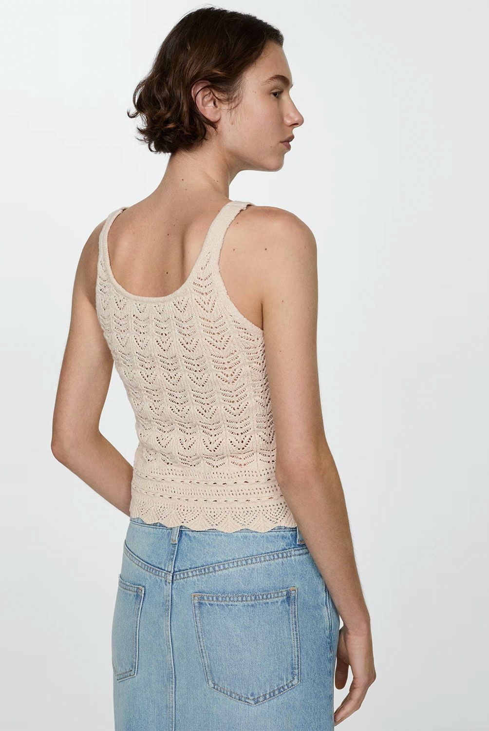 MANGO - Top Punto Detalles Calados Mujer Mango