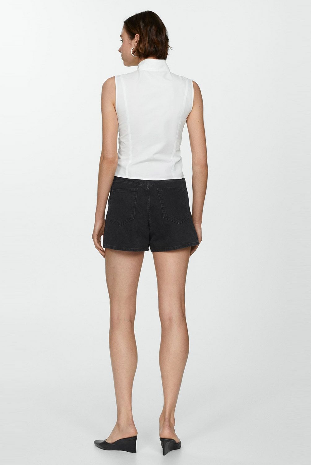 MANGO - Shorts Vaqueros Tiro Alto Mujer
