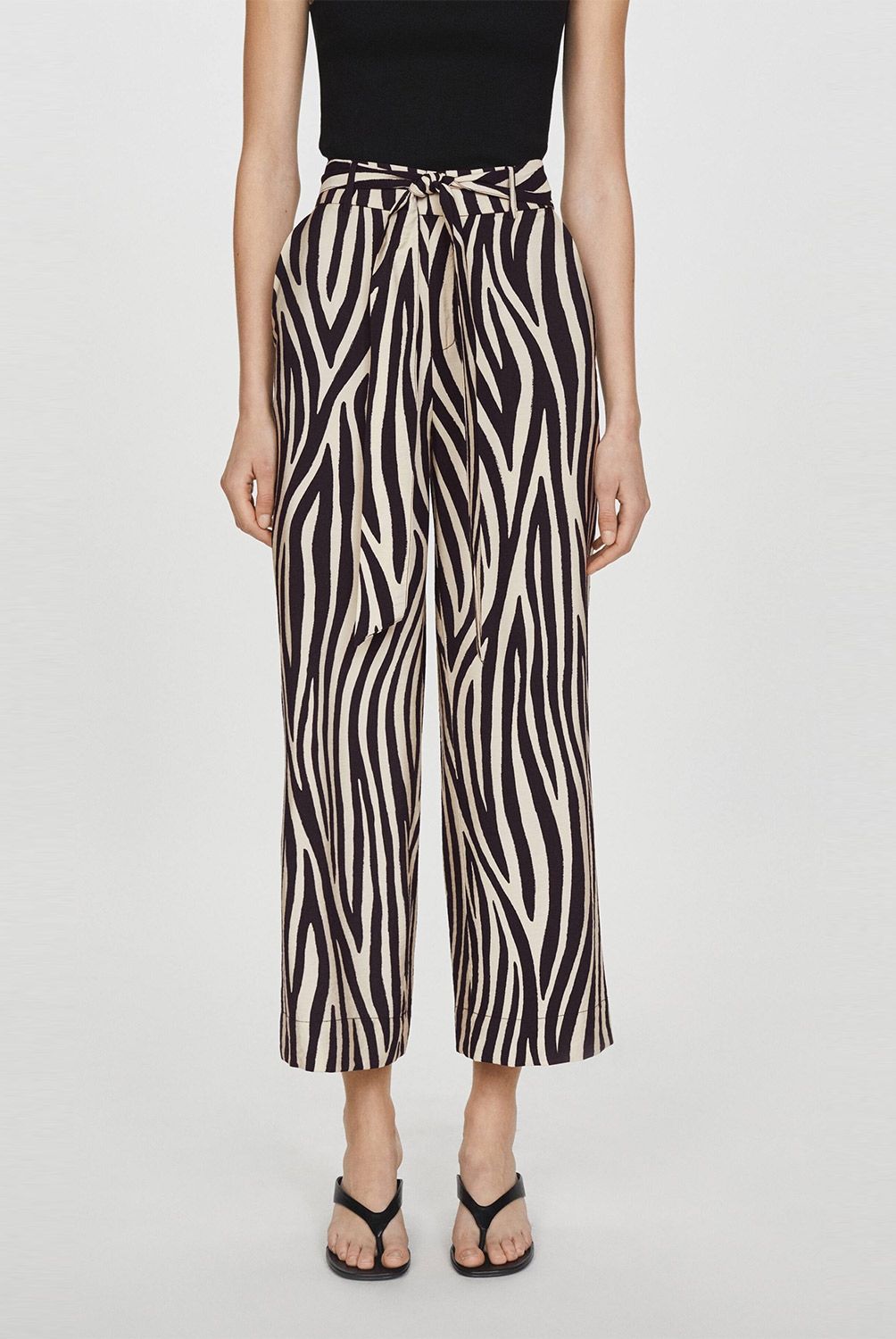 MANGO - Pantalón Ancho Estampado Cebra Mujer Mango