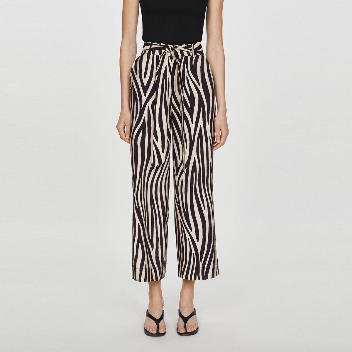 MANGO - Pantalón Ancho Estampado Cebra Mujer Mango