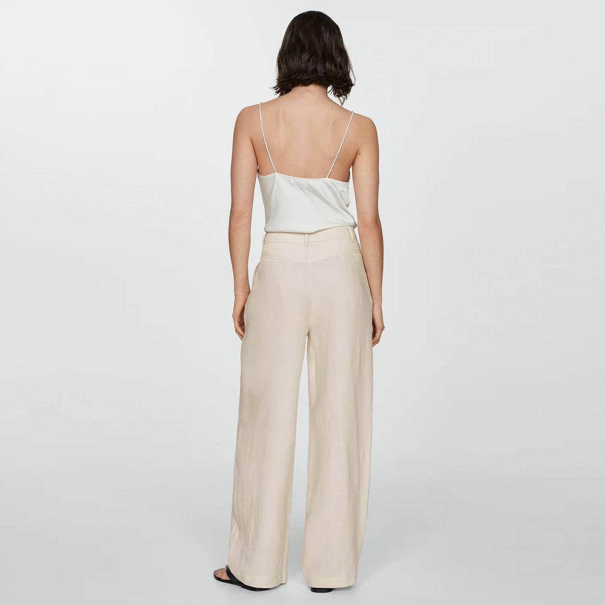 MANGO - Pantalón Wideleg 100% Lino Mujer Mango