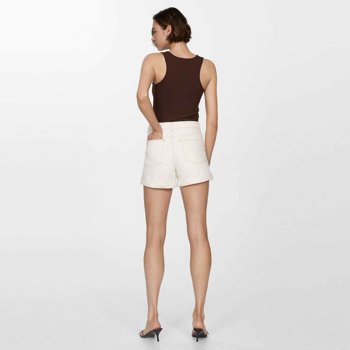 MANGO - Shorts Vaqueros Tiro Alto Mujer Mango