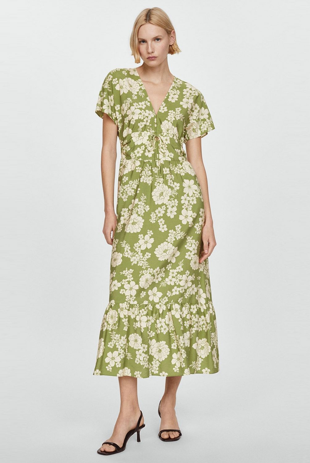 MANGO - Vestido Mujer Estampado con Abertura Mango