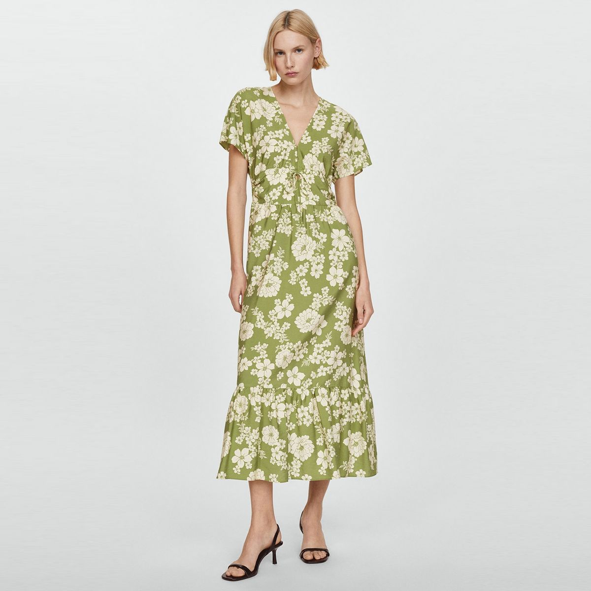 MANGO - Vestido Mujer Estampado con Abertura Mango