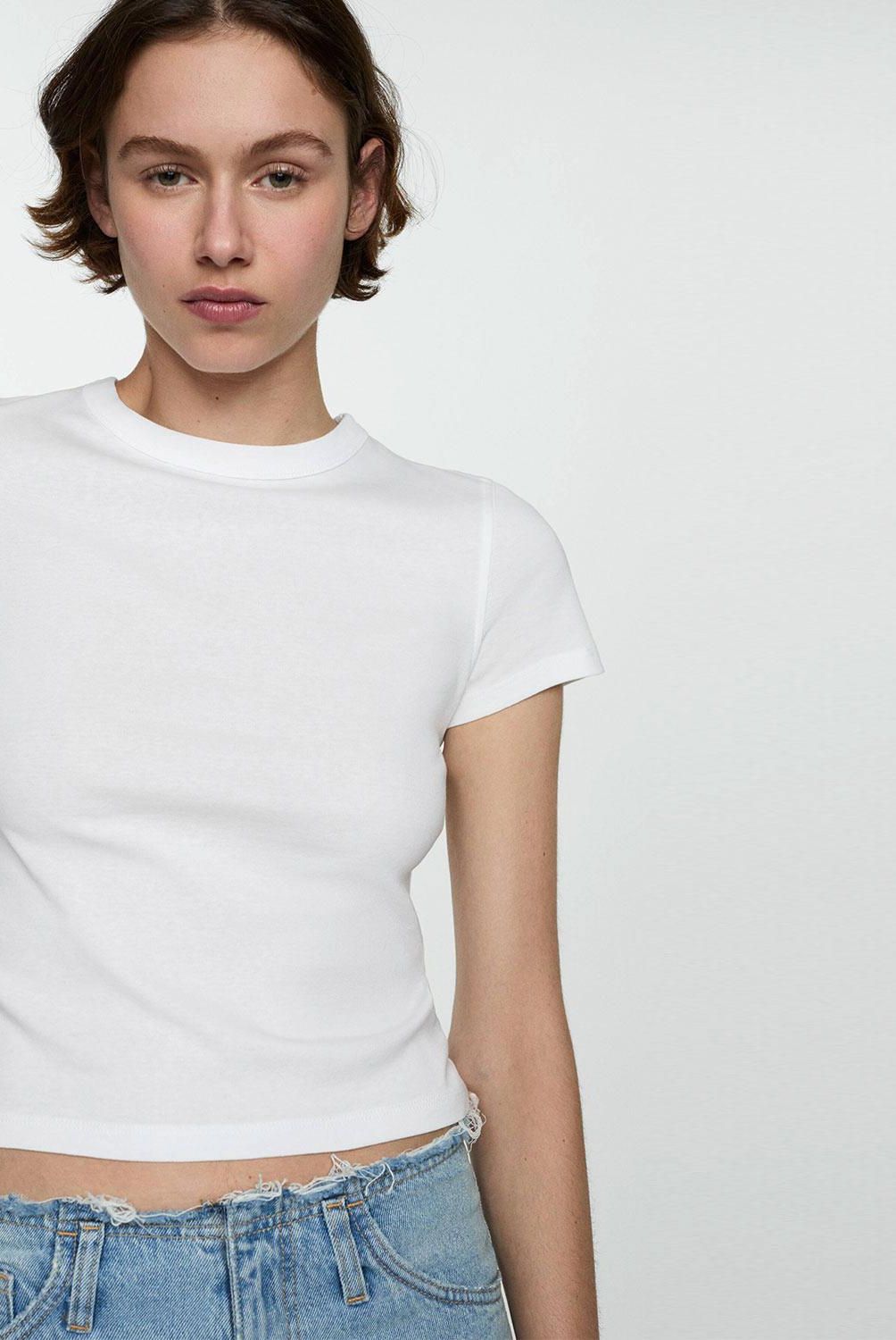 MANGO - Polera 100% Algodón Mujer Mango